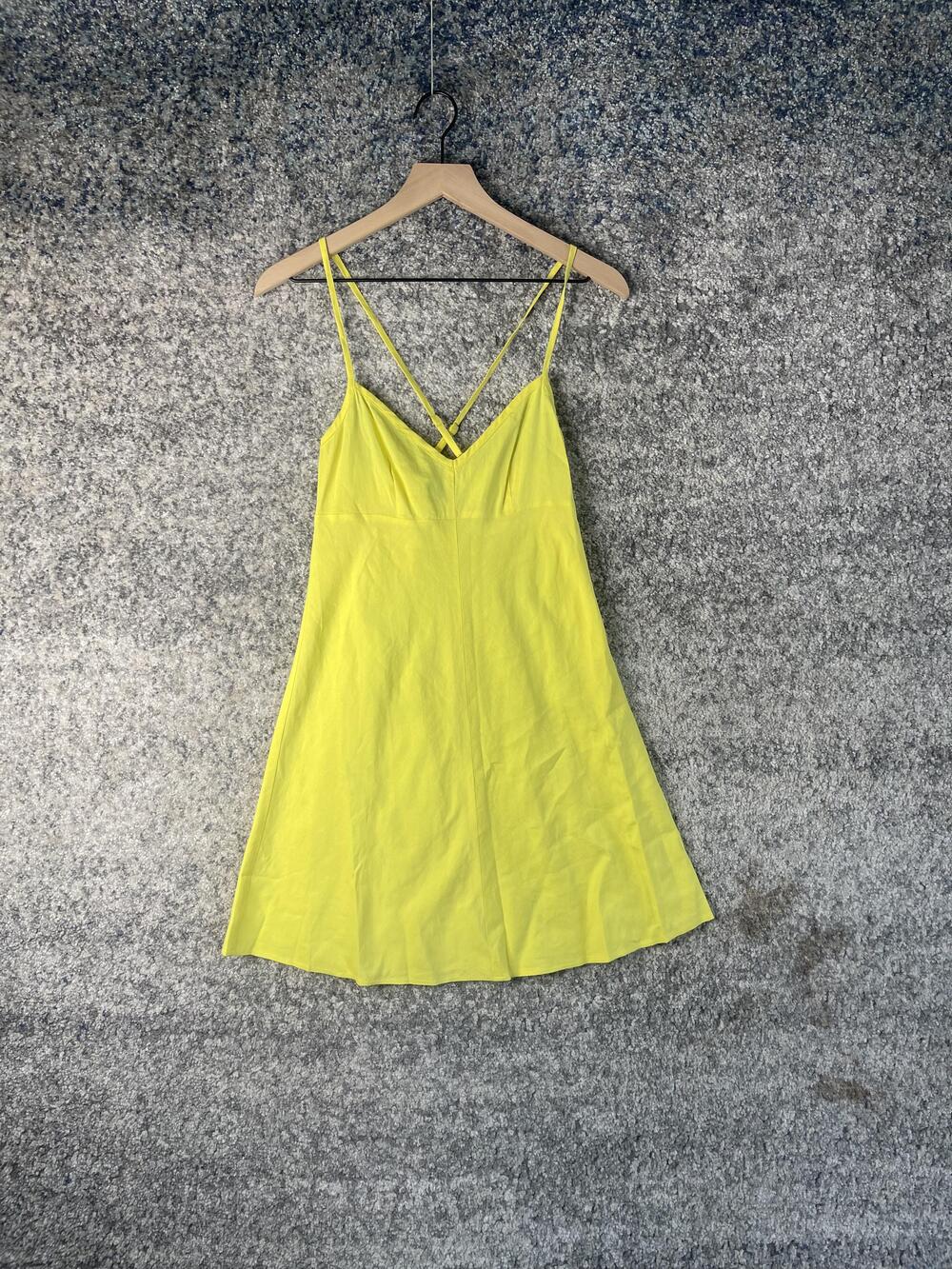Theory Dress Womens 2 Yellow Strappy Slip Sundress Summer Party Casual Mini